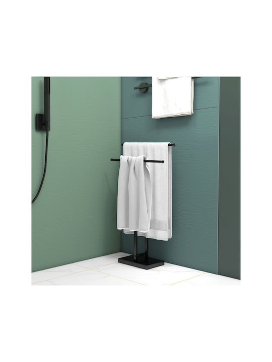 HomCom Single Wall-Mounted Bathroom Rail ​10x10cm Black