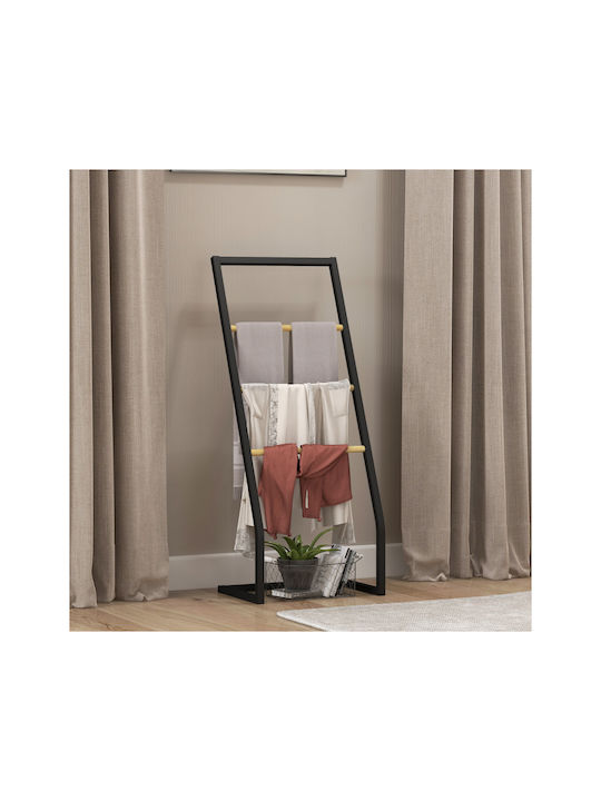 HomCom Ράγα Μπάνιου Μονή Επιτοίχια με Βίδες ​40.5x28cm Inox Μαύρη