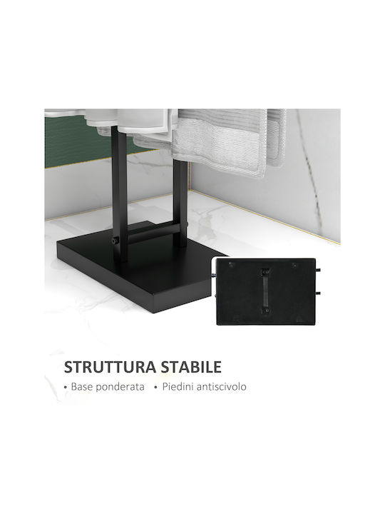 HomCom Single Wall-Mounted Bathroom Rail ​10x10cm Black