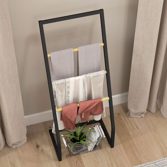 HomCom Ράγα Μπάνιου Μονή Επιτοίχια με Βίδες ​40.5x28cm Inox Μαύρη