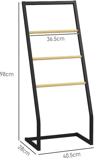 HomCom Ράγα Μπάνιου Μονή Επιτοίχια με Βίδες ​40.5x28cm Inox Μαύρη