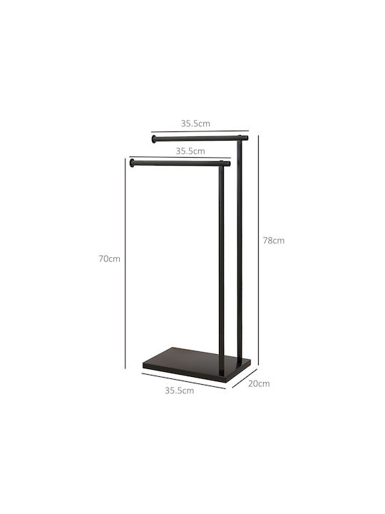 HomCom Single Wall-Mounted Bathroom Hook ​13x13cm Black