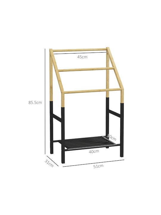 HomCom Ράγα Μπάνιου Μονή Επιτοίχια με Βίδες ​45x45cm Μαύρη