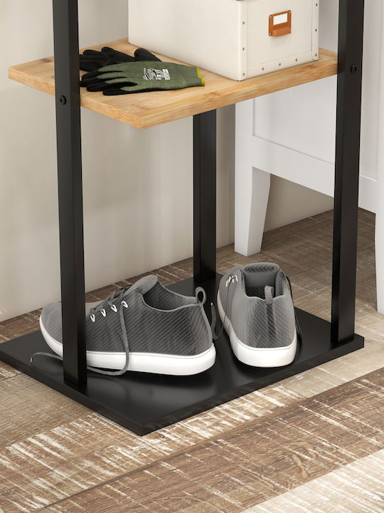HomCom Floor Garment Rack made of Wood Black 46x28x153.5cm