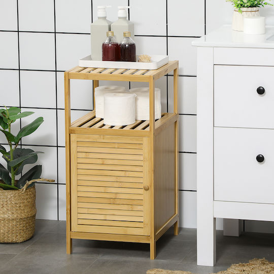 Kleankin Cabinet de baie L33xA36.5xÎ67cm Lemn natural