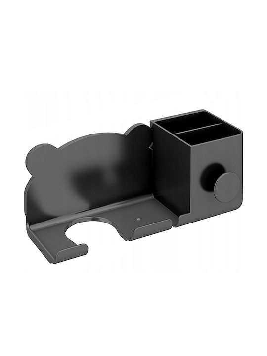 Suport pentru uscător de păr Zola din plastic, orificiu cu diametru de 5,5 cm, 23 x 8,6 x 9,5 cm, negru