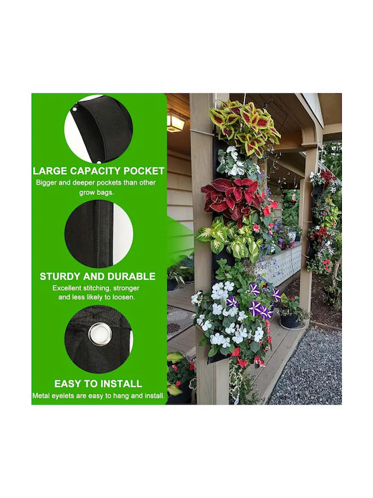 Suport Vertical pentru Flori din Textil Zola cu 7 Buzunare Perfect pentru Plante Aromatice și Suculente Lungime Totală 10
