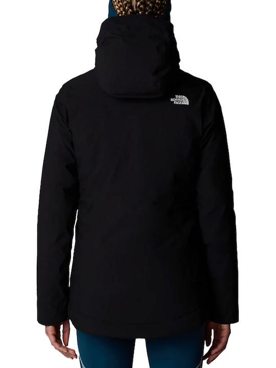 The North Face Inlux Insulated Women's Hiking Long Lifestyle Jacket Waterproof for Winter with Hood Black