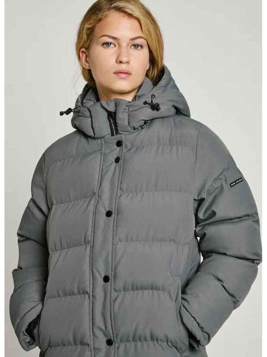 Bibi Women's Long Puffer Jacket for Winter Gray