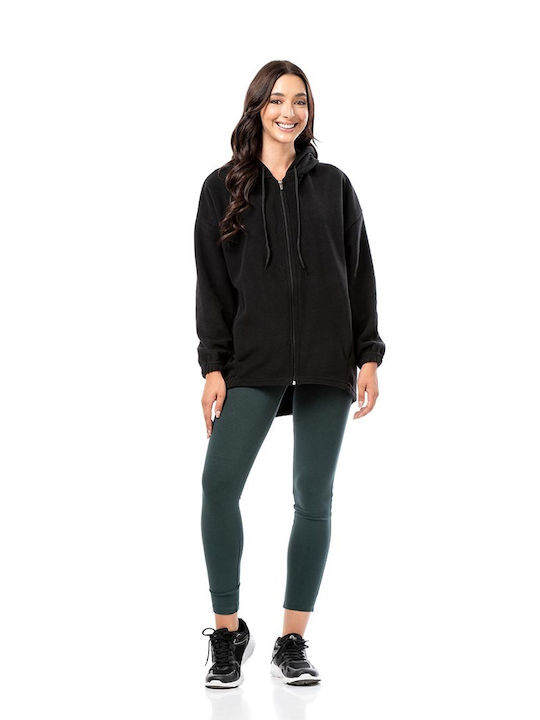 Bodymove Women's Long Fleece Cardigan Black