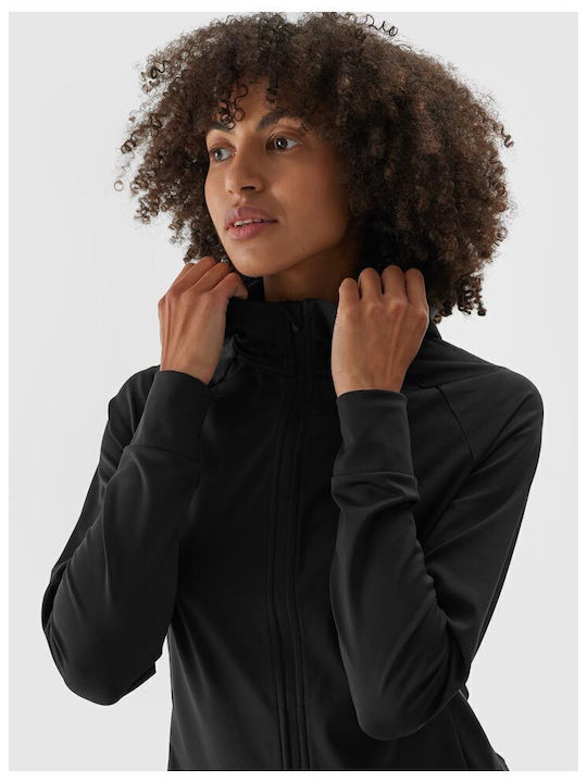 Functional Long Women's Sweatshirt Jacket Hooded Black