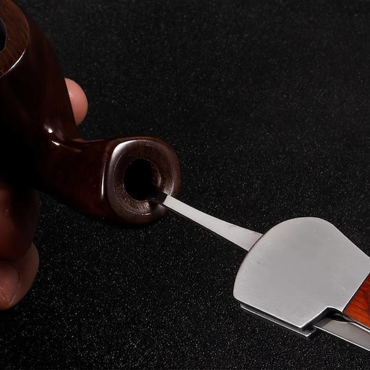3-in-1 Tobacco Pipe Tool Tamper+Scraper+Needle Wood Steel