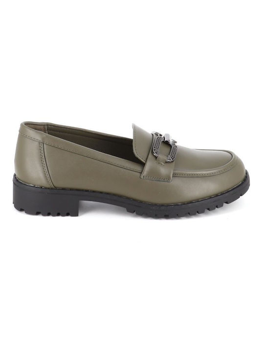 B-Soft Leather Women's Loafers in Green Color