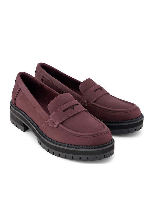 Toms Cara Drcas Leather Women's Loafers in Purple Color