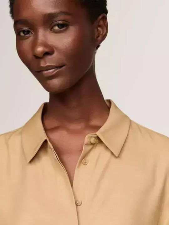Langärmelig Damen Hemd Beige