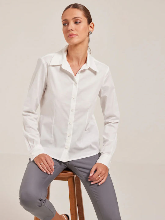 Enzzo Women's Long Sleeve Shirt White