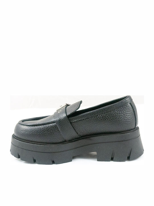 Leather Women's Moccasins in Black Color