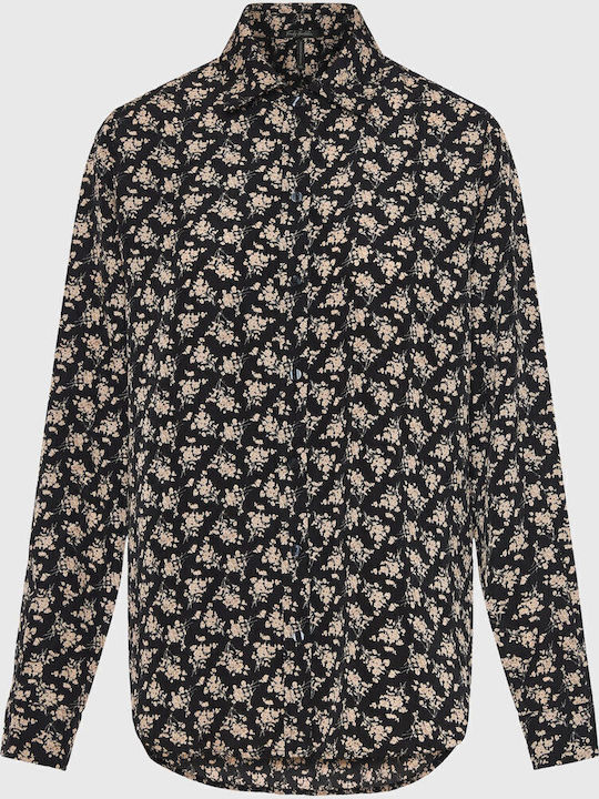 Women's Floral Long Sleeve Shirt Black