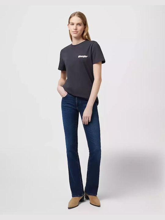 Wrangler Damen Baumwolle Hose in Bootcut Passform Nightshade