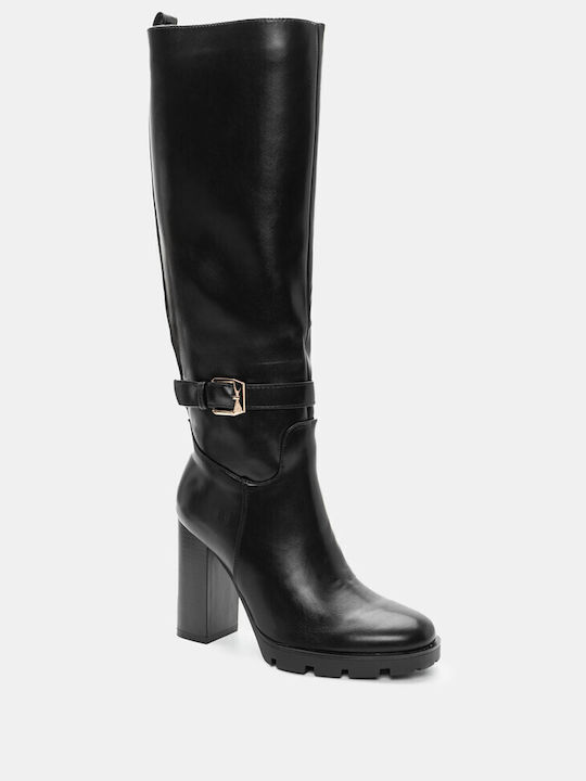 Luigi Synthetic Leather High Heel Women's Boots with Zipper Black