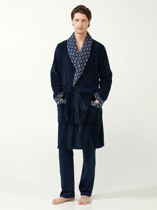 Vamp Winter Herren-Robe Vlies Blue