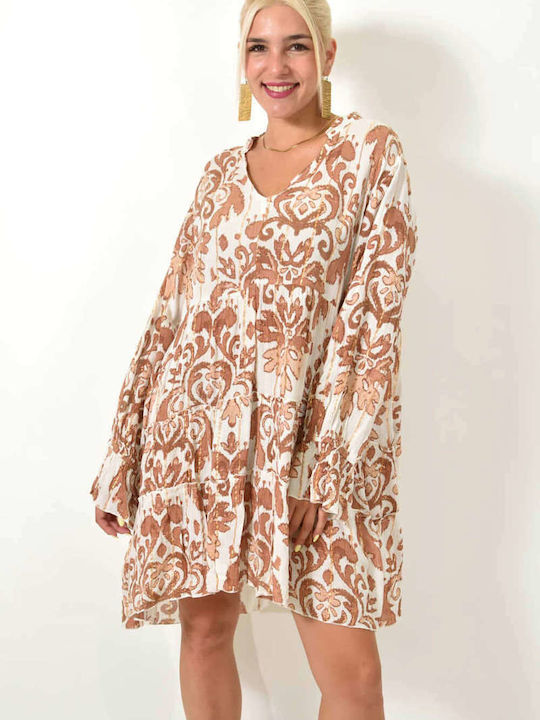 Potre Damen Mini Kaftan Strand Beige