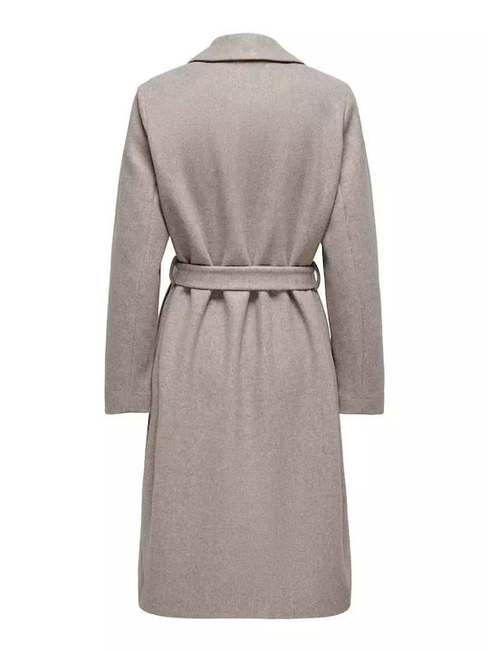 Only Women's Coat with Belt Beige