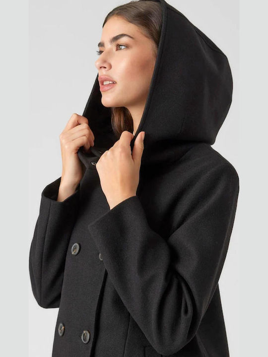Shila Damen Black Mantel mit Knöpfen