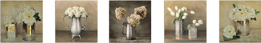 HomeMarkt Flowers Fünffach Gemälde Hölzernes 75x15cm