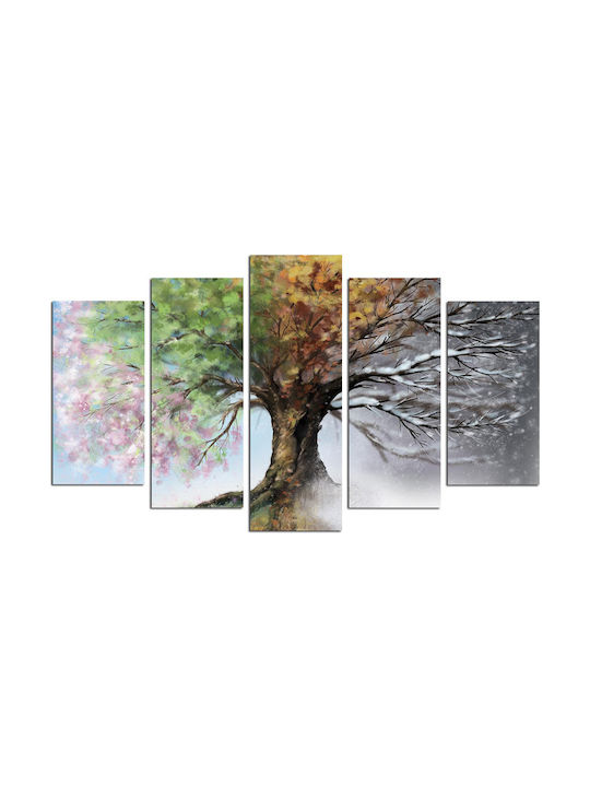 HomeMarkt Four Seasons Fivefold Painting Wooden 60x100cm