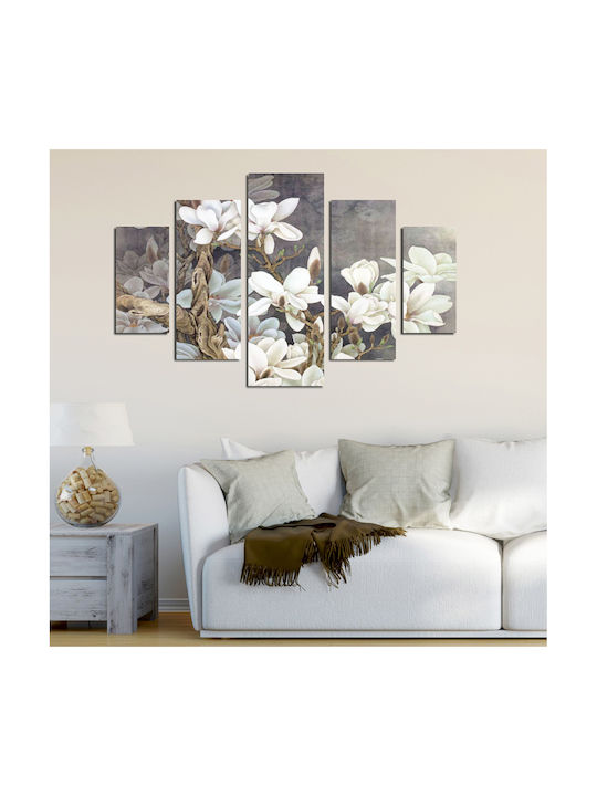 HomeMarkt Magnolia Kobus Fivefold Painting Wooden 56x82cm