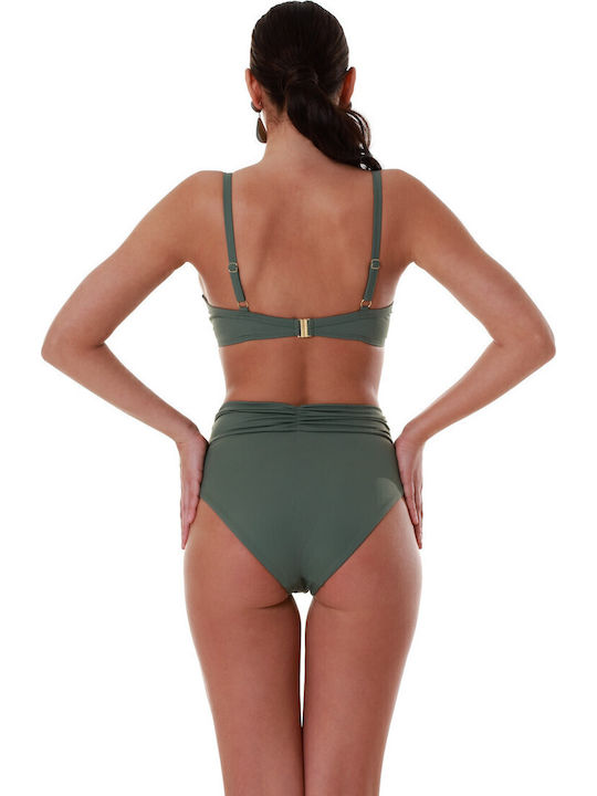 Underwire Bikini Bra with Adjustable Straps Khaki