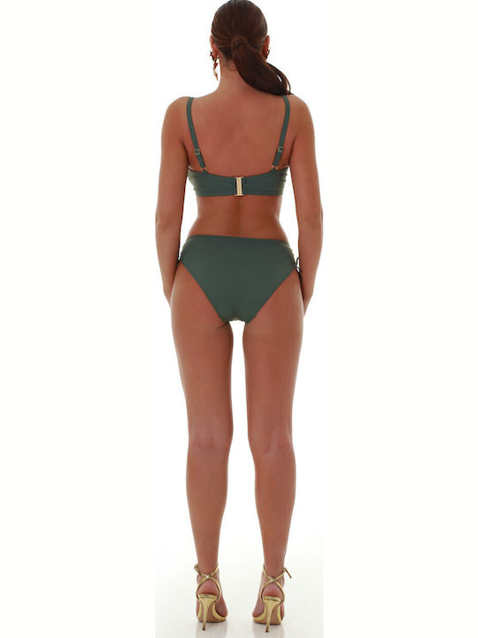 Underwire Bikini Bra with Adjustable Straps Khaki