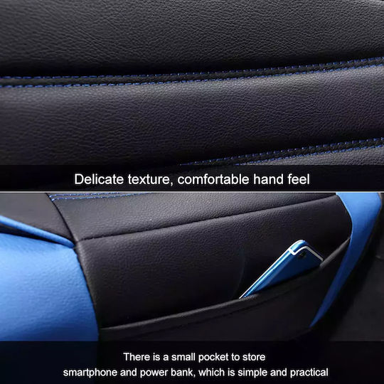 PerVoi Waterproof Car Cover Set 11pcs Leatherette Black / Blue