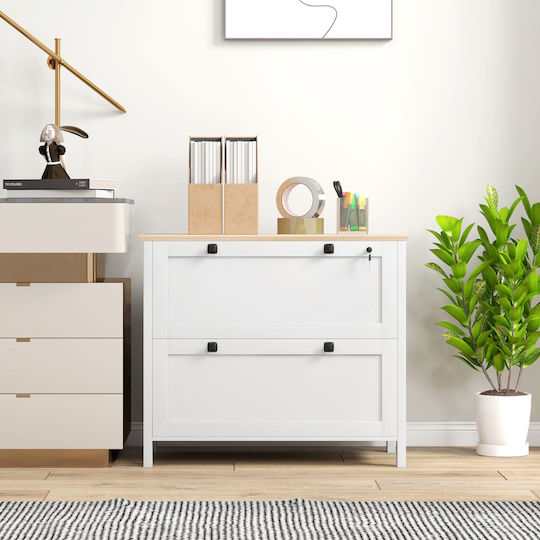 Schublade Büro mit Schloss White 76x40x76cm