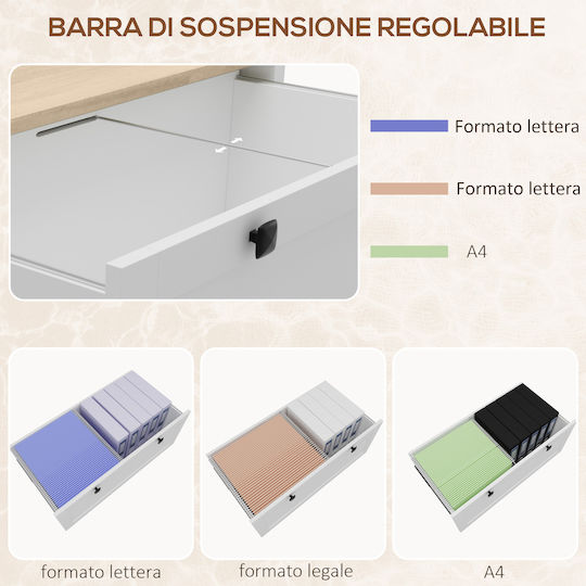 Schublade Büro mit Schloss White 76x40x76cm