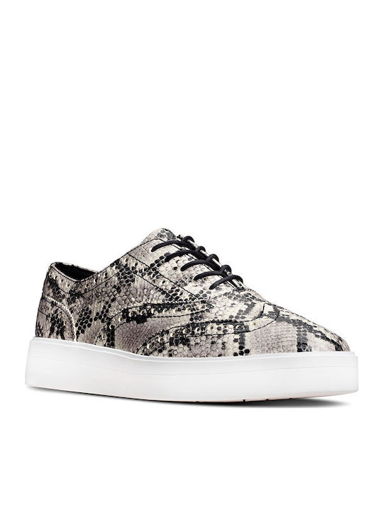 Clarks Women's Hero Brogue Snake Silver Leather Shoes