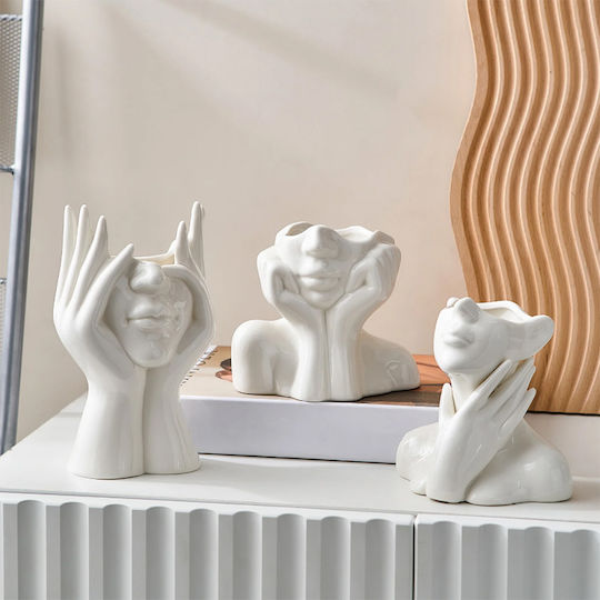 Koart Διακοσμητικό Βάζο Keramik Weiß 10x10x21cm 1Stück