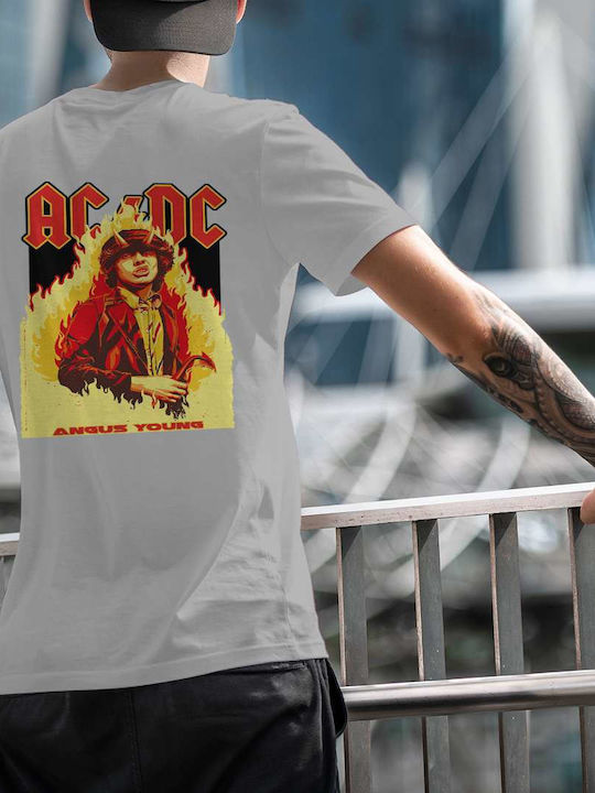 Ac/dc Angus Young Poster T-shirt AC/DC Γκρι Βαμβακερό