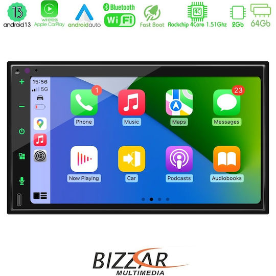 Bizzar Auto-Audiosystem 2DIN (Bluetooth/USB/WiFi/GPS/Apple-Carplay/Android-Auto) mit Touchscreen 6.9"