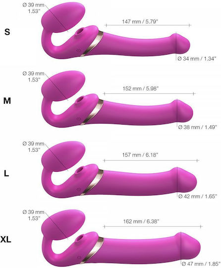 Strap On Me Trägerlos Strap On mit Dildo mit Vibration in Rosa Farbe
