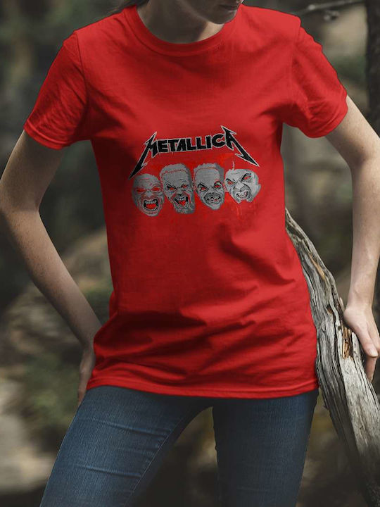 Graphic Design T-shirt Metallica Red Cotton