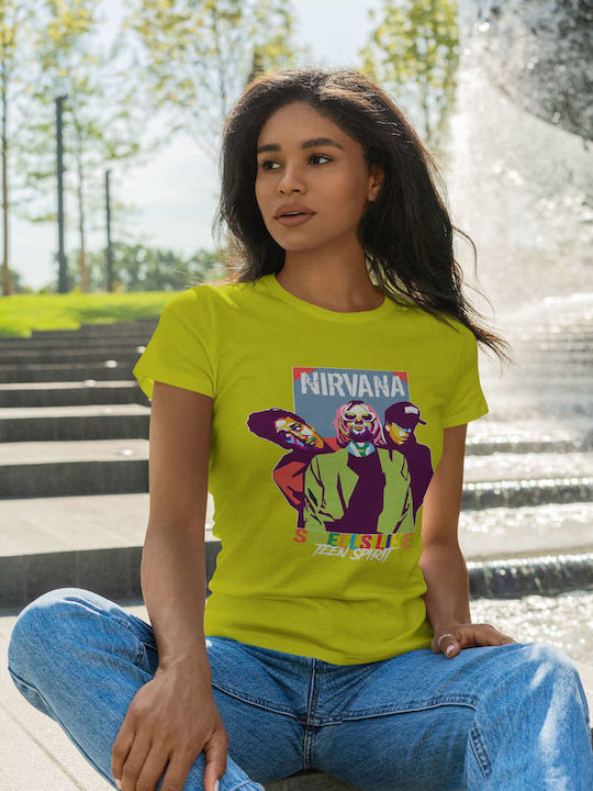 Poster T-shirt Nirvana Κίτρινο Βαμβακερό