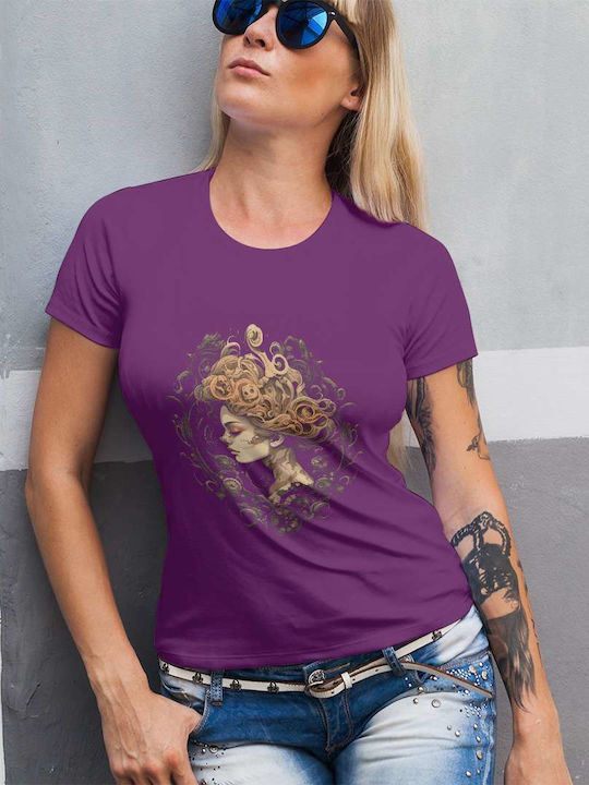 Steampunk Dream T-shirt Purple Cotton