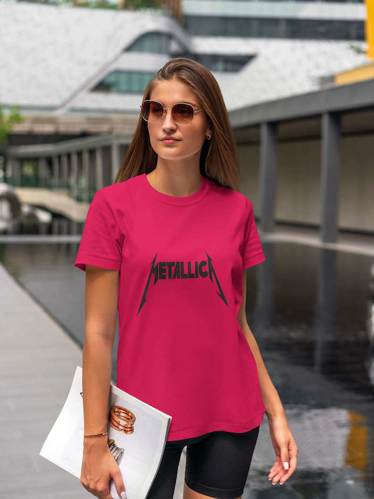 Small T-shirt Metallica Fuchsia Cotton