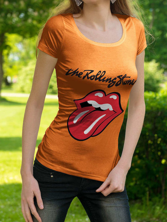 Small T-shirt Rolling Stones Πορτοκαλί Βαμβακερό