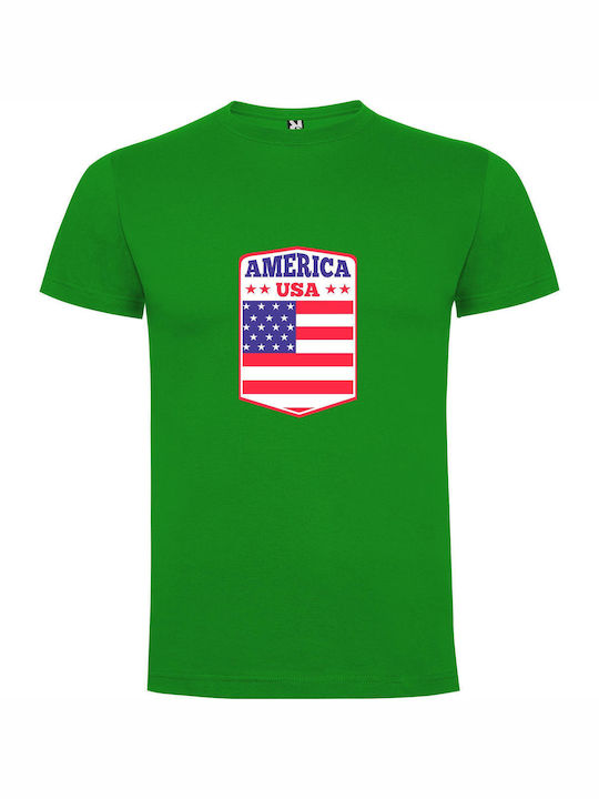 Purple Americana Flag T-shirt Πράσινο Βαμβακερό