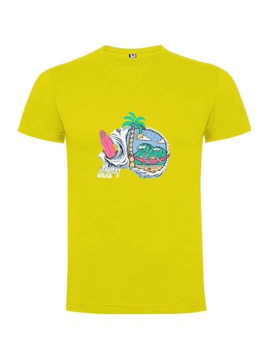 Skull Paradise: Digital Dream T-shirt Yellow Cotton