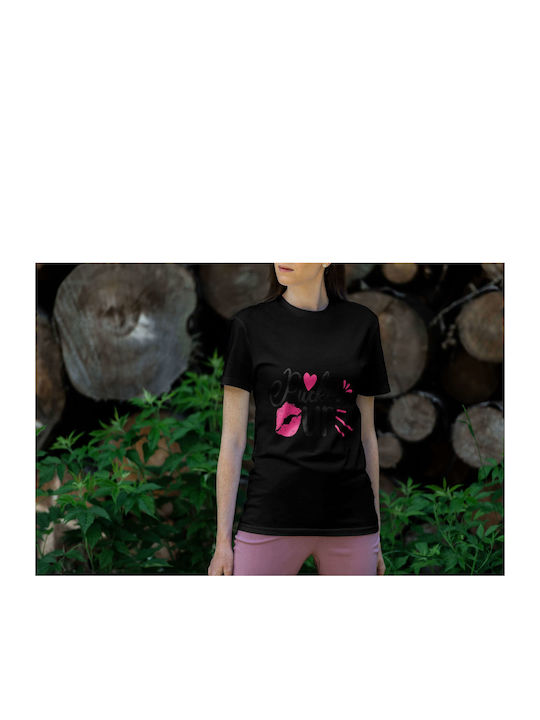 Pucker Up T-shirt Black Cotton