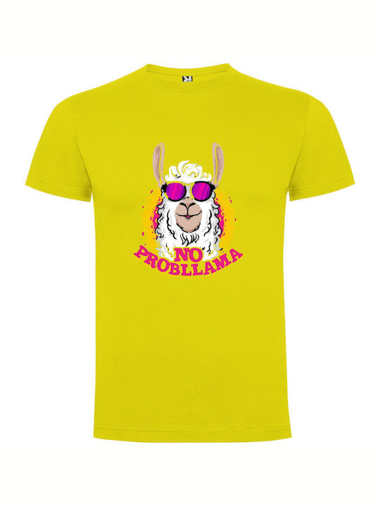 Llama Chill Out Squad T-shirt Yellow Cotton